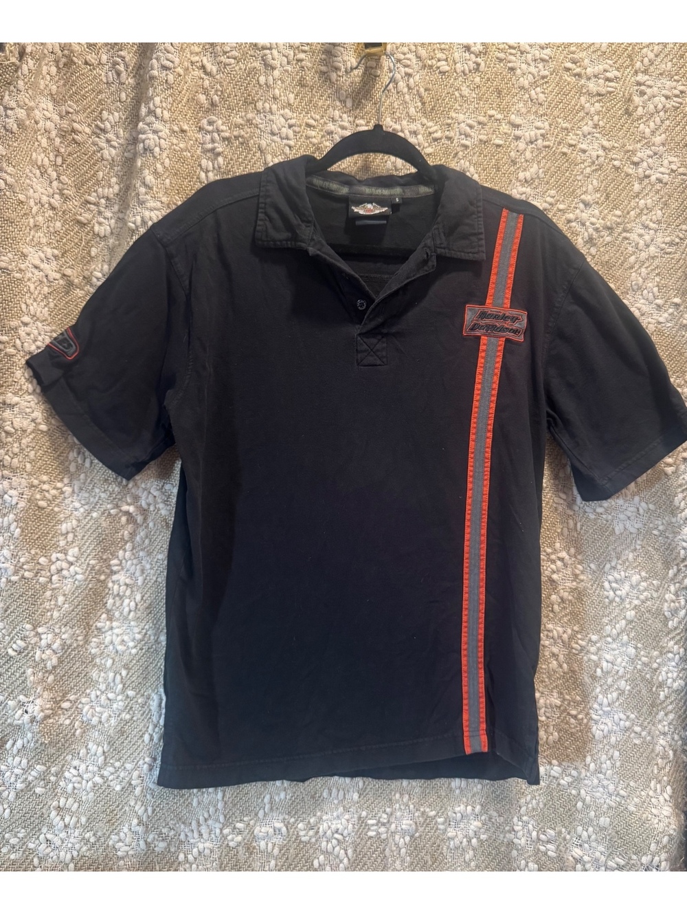 Vintage Faded Black Harley Davidson Distressed Polo Shirt Men's Size S